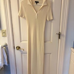 Rag & Bone Cream Fitted Sweater Polo Maxi Dress